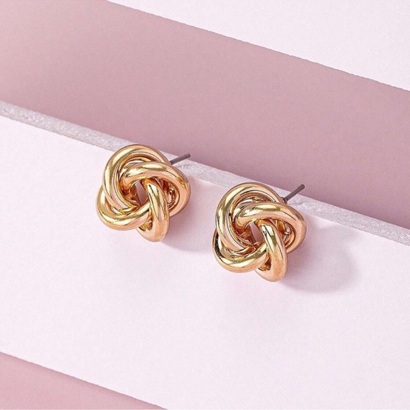 Gold Knot Earrings - Picture 2 of 4